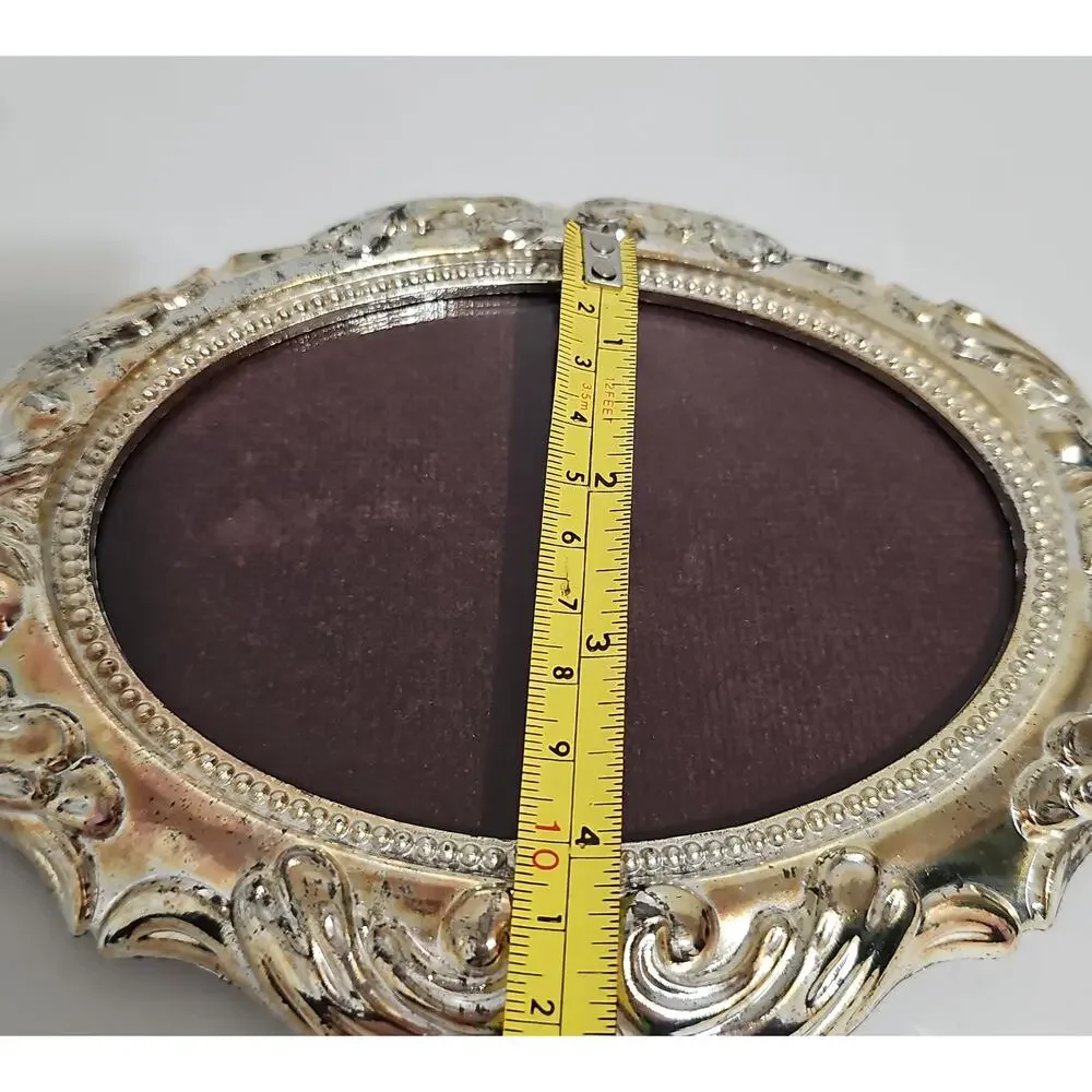 Vintage Teleflora Silver Plated Oval Photo Frame Ornate Rococo Baroque Coquette